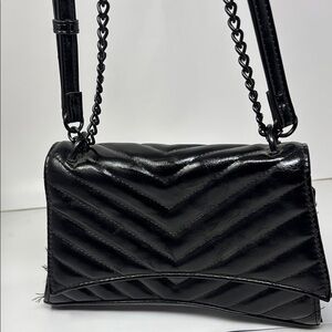 Forever 21 Quilted Crossbody Bag with Chain Strap 
Small black rigid